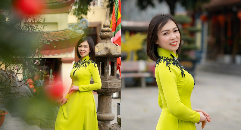 Á hậu Lê Thị Khánh Vân mặc áo dài đẹp "gây thương nhớ" dịp Tết Nguyên đán 2024
