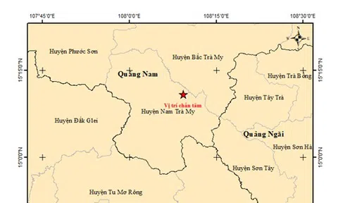 Mới xảy ra ba trận động đất liên tiếp ở Quảng Nam