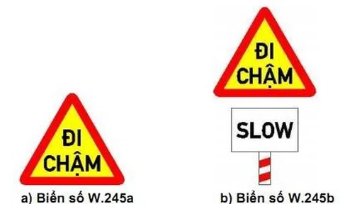 Khi gặp biển báo đi chậm, lái xe phải giảm tốc độ xuống còn bao nhiêu?