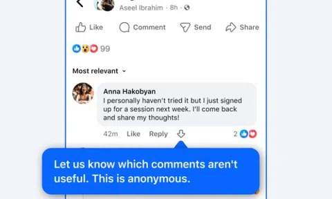 Facebook thử nghiệm nút 'hạ cấp' bình luận