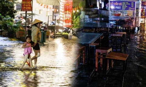 Mưa lớn "đánh úp" Sài Gòn: Người dân bì bõm lội trên đường, quán xá ngập trong nước